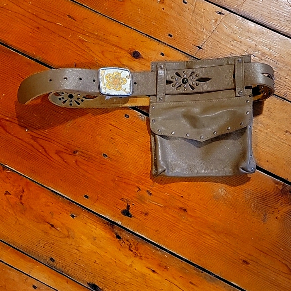 Handcrafted Presh Leather Studded Belt and Pouch